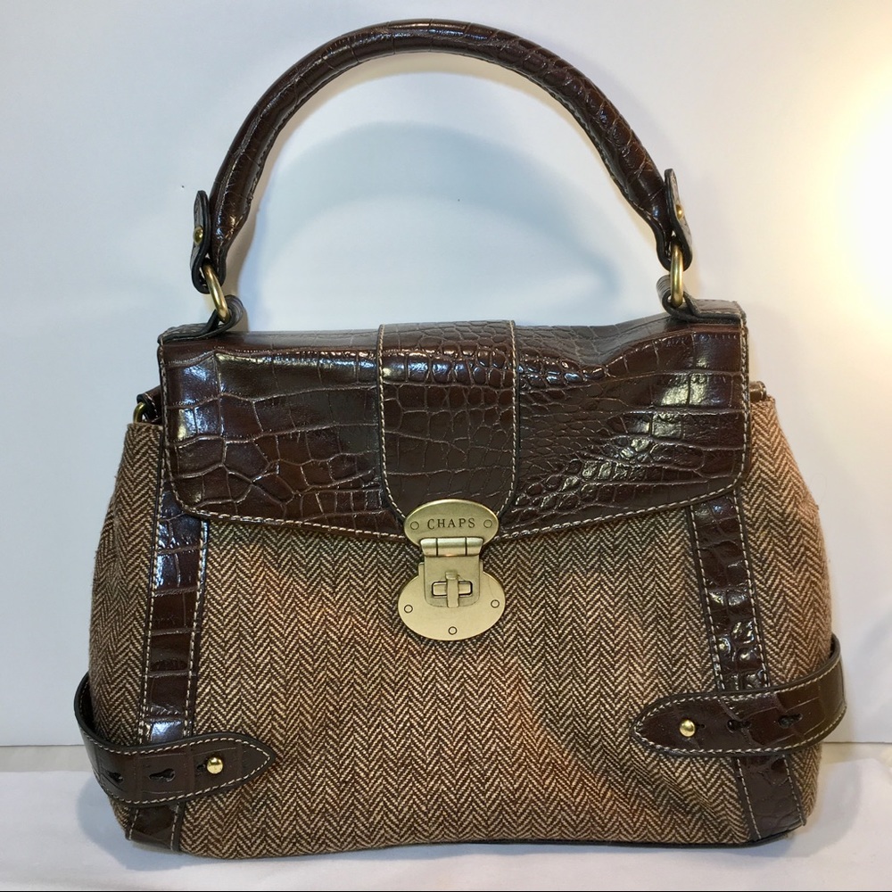 Vintage-look Satchel Herringbone Tweed R-Lauren